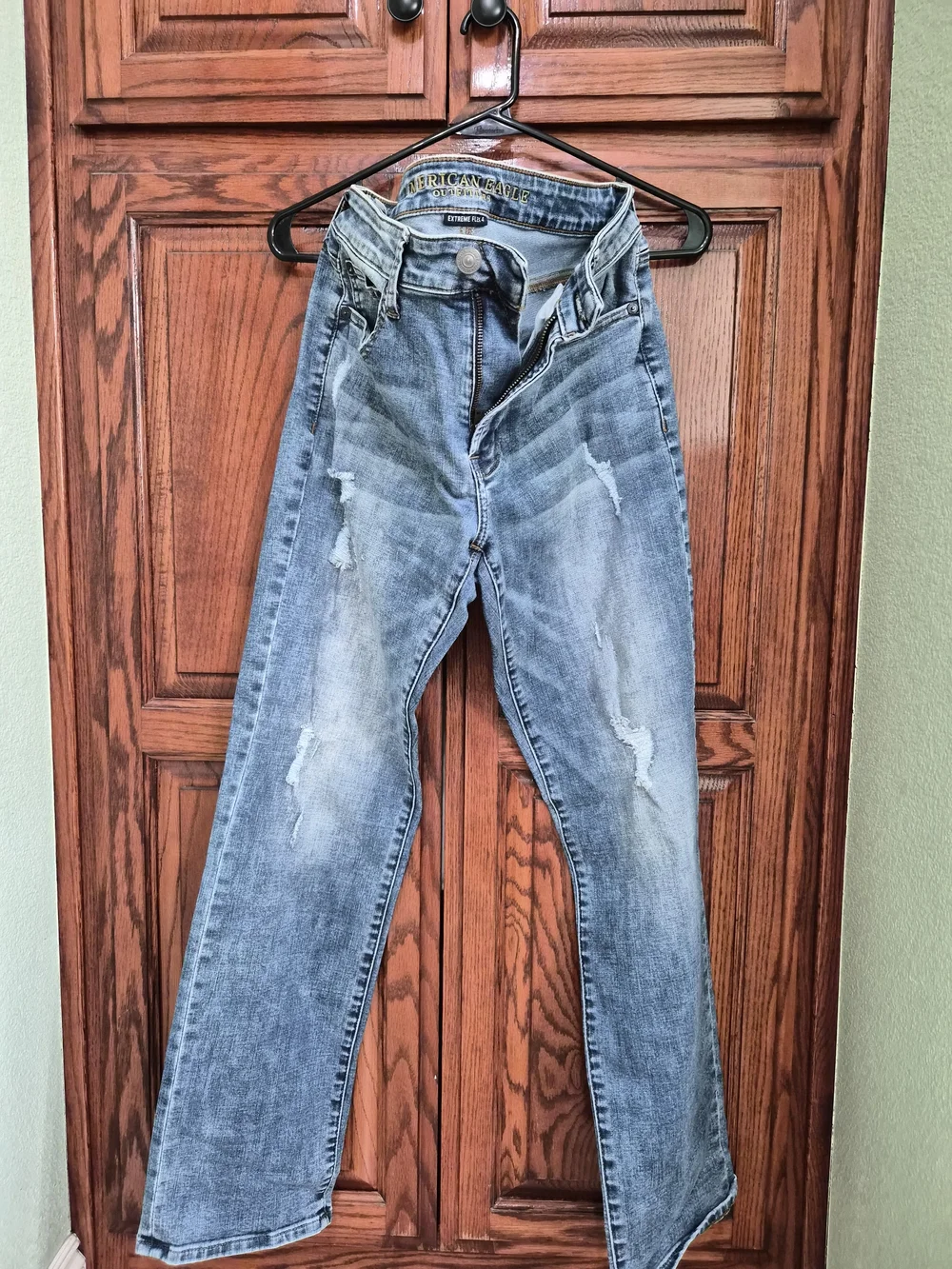American Eagle Outfitters Light Blue Distressed Straight Jeans